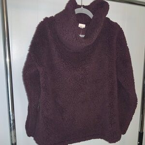 A New Day purple Sherpa fleece cowl neck sweater Sz XXL New